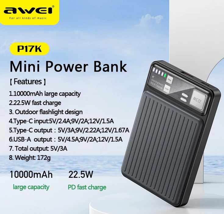 Powerbank - P17K - 10.000mah - 22.5W - AWEI - 005197