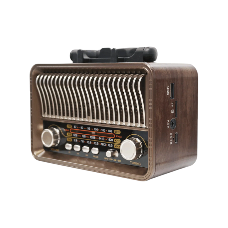 Επαναφορτιζόμενο ραδιόφωνο Retro με ηλιακό πάνελ - MD-1232BTS - 020115 - Brown