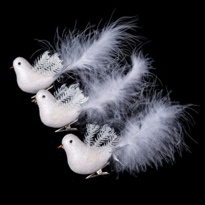 036038 Διακοσμητικά πουλάκια με κλιπ 4τμχ - Christmas Decoration White Birds with Clips