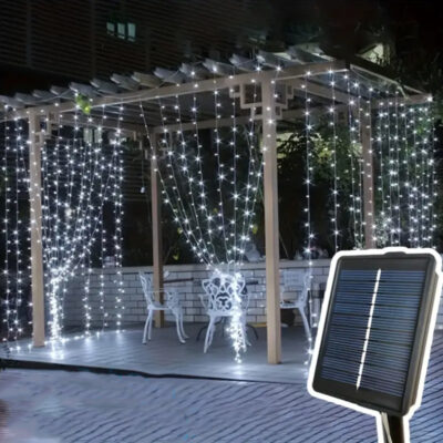 041056 Χριστουγεννιάτικα ηλιακά λαμπάκια σε ψυχρό χρώμα 5m 146 LED – Christmas decorative lights white light