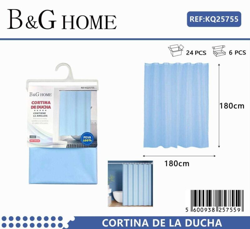 Κουρτίνα μπάνιου - Light Blue - 1.8x1.8m - 25755