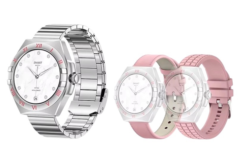 Σετ Smartwatch με 3 λουράκια - LG80 Mini - 065066 - Pink