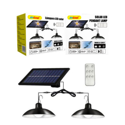 075631-4 Andowl Ηλιακά φωτιστικά οροφής με πάνελ & τηλεχειριστήριο Q-LD031 - Solar LED Pendant Lamp