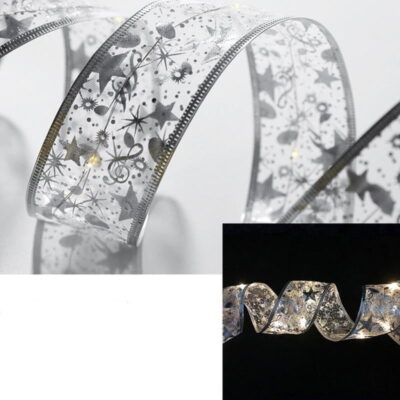 082264-1 Χριστουγεννιάτικη Κορδέλα με Ενσωματωμένο Φωτισμό 50Led 5m - Christmas Ribbon with Lighting