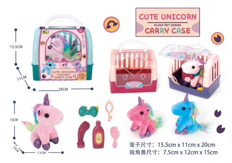 Λούτρινος μονόκερος με αξεσουάρ φροντίδας & τσάντα μεταφοράς - DR5073 - 215403