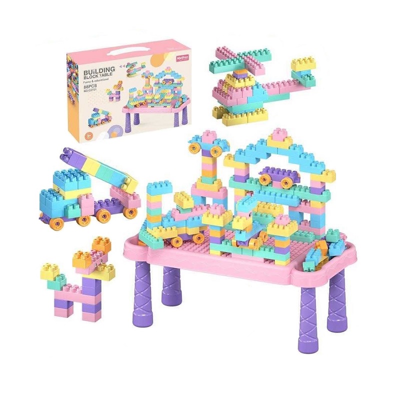 Σετ πάγκος κατασκευών DIY με τουβλάκια - C2721 - 88pcs - 117155