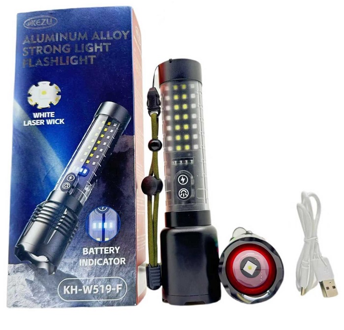 Επαναφορτιζόμενος φακός LED - W519 - 123583