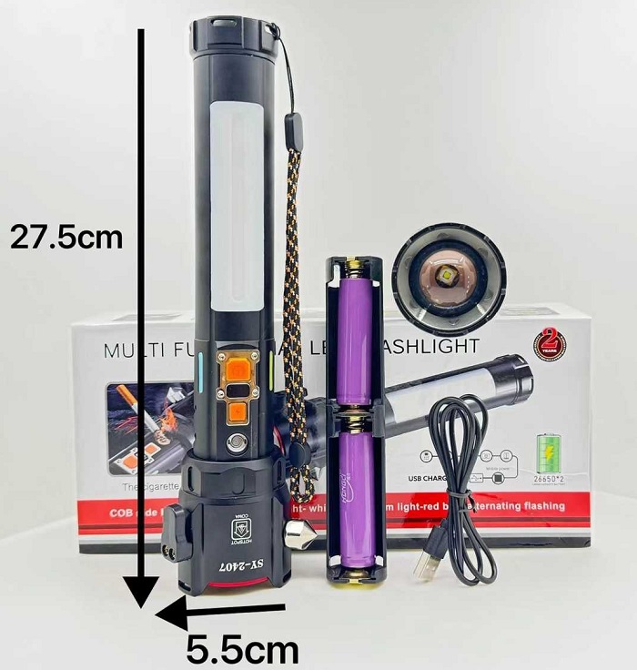 Επαναφορτιζόμενος φακός LED & εργαλείο έκτακτης ανάγκης - FA-SY2407 - 123613