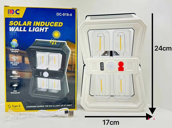 Επιτοίχιο ηλιακό φωτιστικό LED εξωτερικού χώρου - FA-DC918-4 - 123699 - White