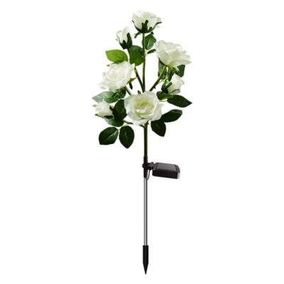 150289_w Φωτιζόμενα διακοσμητικά λουλούδια LED με ηλιακό πάνελ - 2pcs - 150289 - White