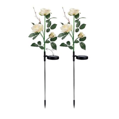 150333-1 Φωτιζόμενα διακοσμητικά λουλούδια LED με ηλιακό πάνελ - 2pcs - 150333 - White