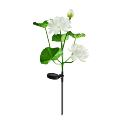 150371_W Φωτιζόμενα διακοσμητικά λουλούδια LED με ηλιακό πάνελ - 2pcs - 150371 - White