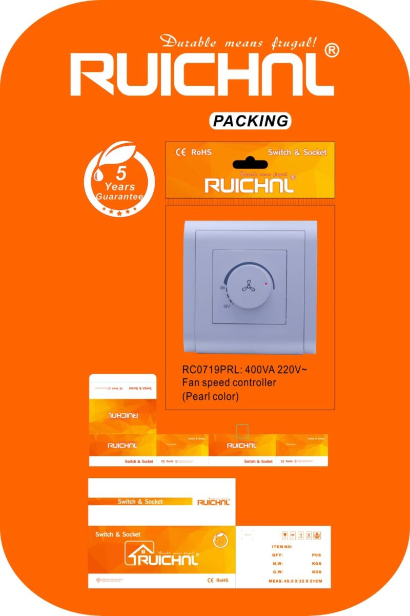 Εντοιχιζόμενος ρυθμιστής στροφών αέρα - 400VA - 220V - Pearl - 071918