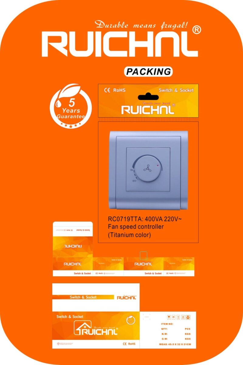 Εντοιχιζόμενος ρυθμιστής στροφών αέρα - 400VA - 220V - Silver - 071949