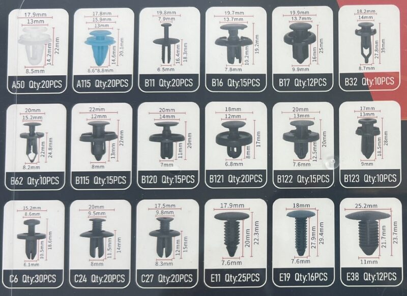 Σετ συνδετήρες αυτοκινήτου 18 τύπων - 299pcs - 180257