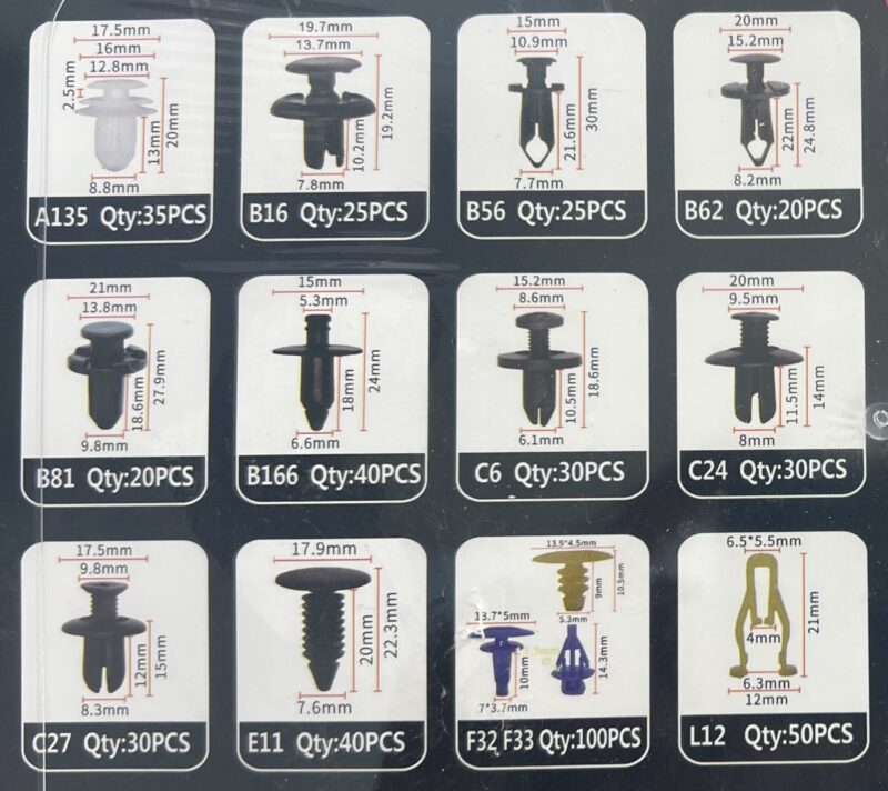 Σετ συνδετήρες αυτοκινήτου 13 τύπων - 545pcs - 180263