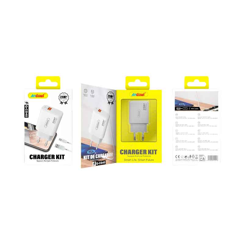 214223 Andowl Φορτιστής κινητού με καλώδιο Type-C Q-CD40 -Mobile charger with Type-C cable Q-CD40