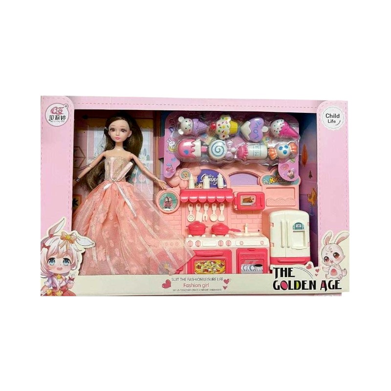 Σετ κούκλα Vintage με αξεσουάρ κουζίνας - A82002-112 - 215559