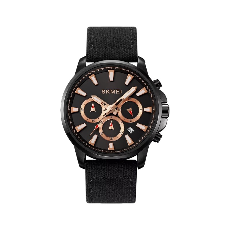 Aναλογικό ρολόι χειρός – Skmei - 2071 - Υφασμάτινο λουρί - Black/Gold