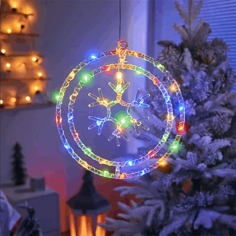 Χριστουγεννιάτικο φωτεινό διακοσμητικό 3D LED κρεμαστό - Xιονονιφάδα - 2pcs - 272309 - RGB
