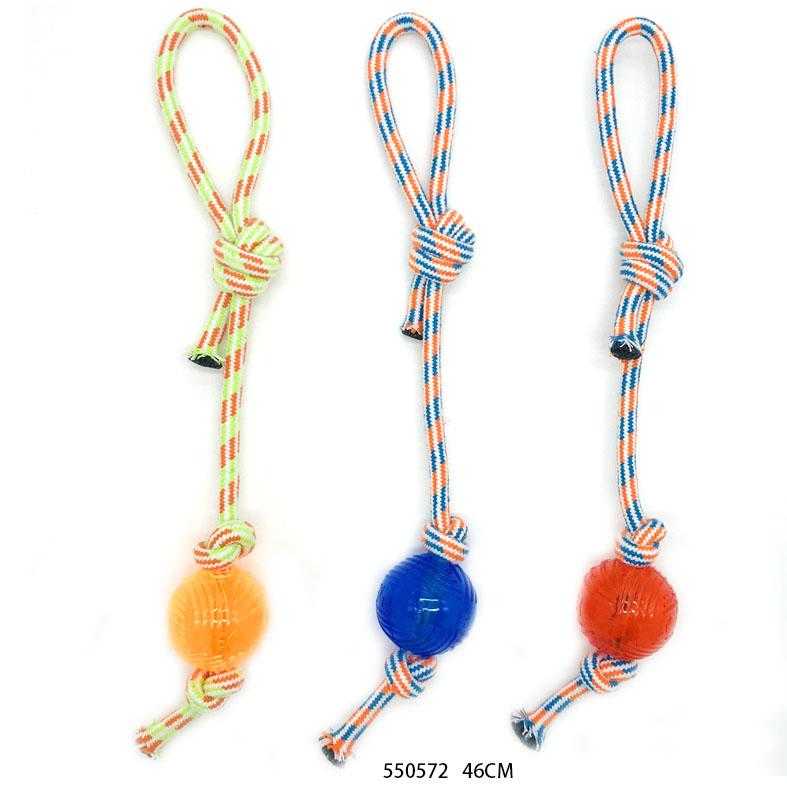 Παιχνίδι σκύλου σχοινί με μπάλα TPR - 46cm - 12pcs - 550572