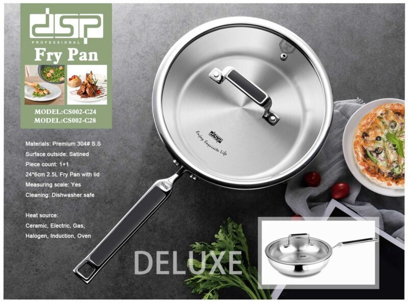 Τηγάνι ανοξείδωτο με καπάκι - 2.5L - CS002-C24 - DSP - 560539
