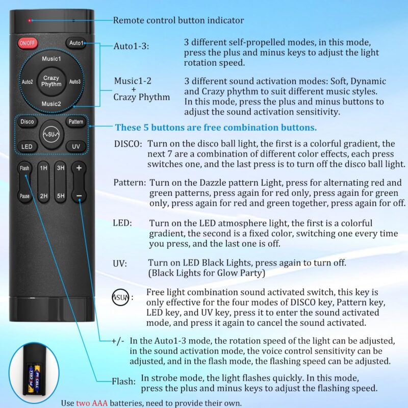 Επιτραπέζιο φωτορυθμικό με τηλεχειριστήριο - TC7009-1 - 419345