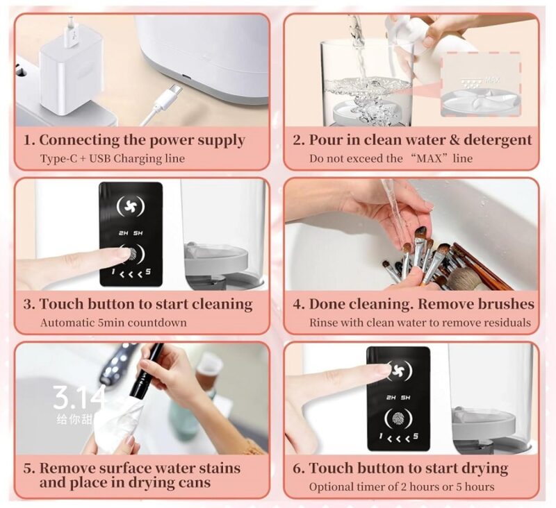 Ηλεκτρική συσκευή καθαρισμού και στεγνώματος πινέλων μακιγιάζ - 481166