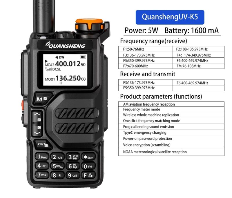 Φορητός πομποδέκτης UHF/VHF - UVK5 - Quansheng - 512153