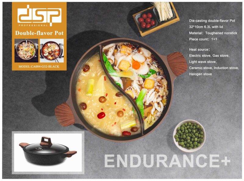 Κατσαρόλα αντικολλητική 2 θέσεων - 6.3L - CA004-G32-Black - DSP - 565909