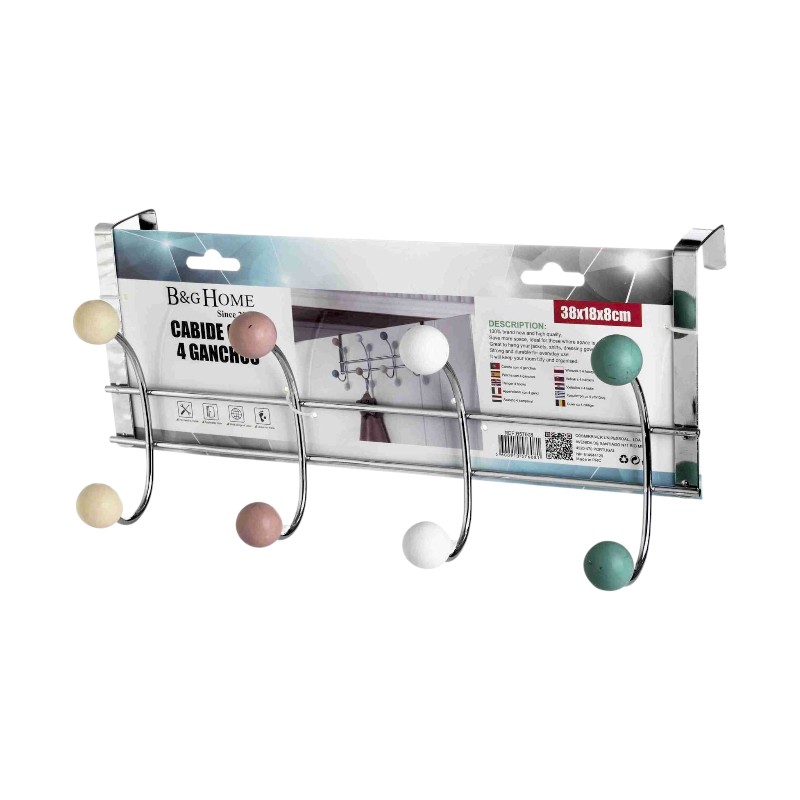 Μεταλλική κρεμάστρα πόρτας 4 θέσεων - 57608