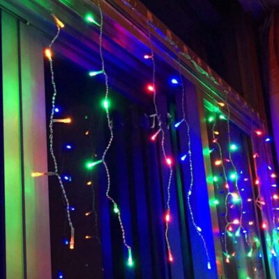 63063 Χριστουγεννιάτικα Λαμπάκια Κουρτίνα LED πολύχρωμο χρώμα RGB με Διαφανές Καλώδιο 240L 3m x 2m - Christmas lights