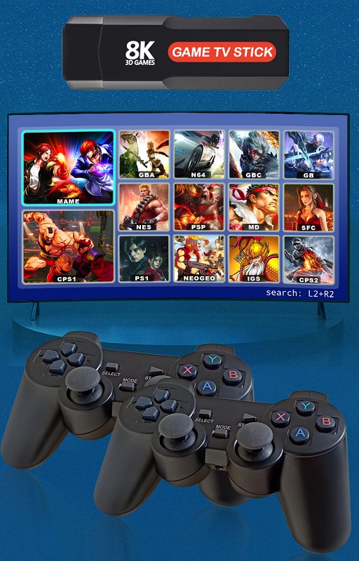 Φορητή κονσόλα παιχνιδιών Stick & TV Box με 2 χειριστήρια - Q9 MAX - 812341