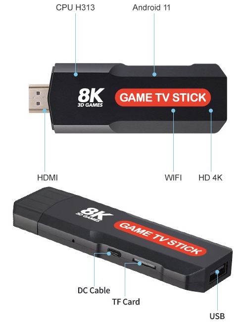 Φορητή κονσόλα παιχνιδιών Stick & TV Box με 2 χειριστήρια - Q9 MAX - 812341