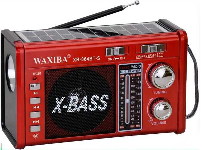 Επαναφορτιζόμενο ραδιόφωνο με ηλιακό πάνελ - XB864 BT-S - 108648 - Red