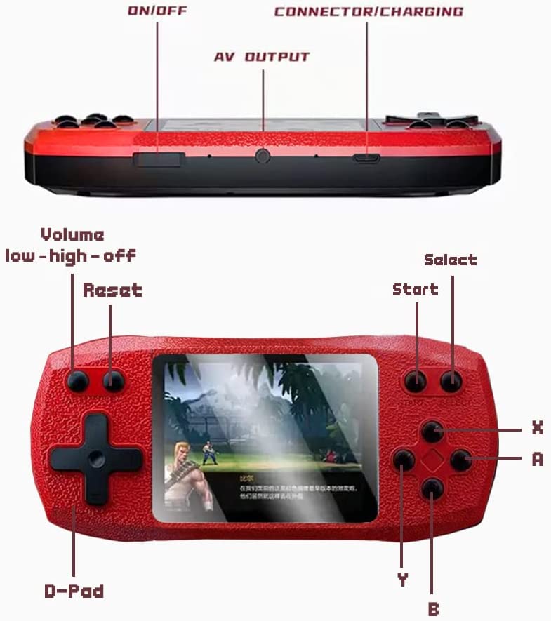 Φορητή κονσόλα παιχνιδιών με χειριστήριο - 620 in 1 - 884416 - Yellow