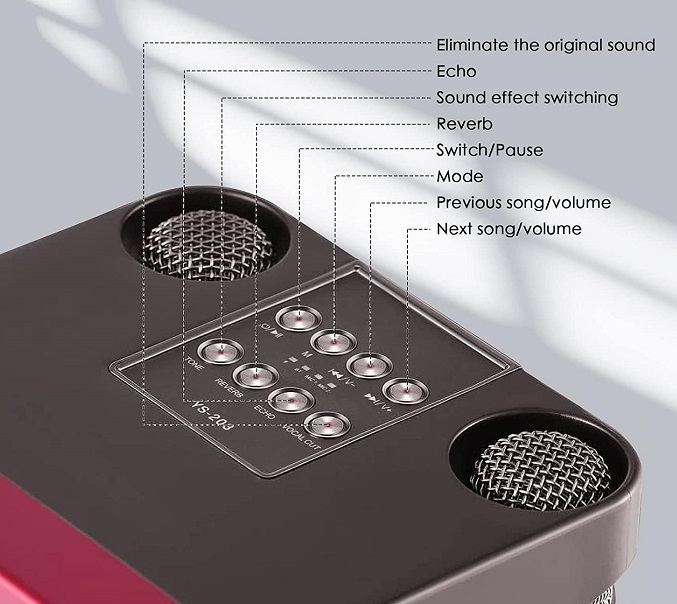 Ασύρματο ηχείο Bluetooth με 2 μικρόφωνα Karaoke - YS-207 - 887196 - Red