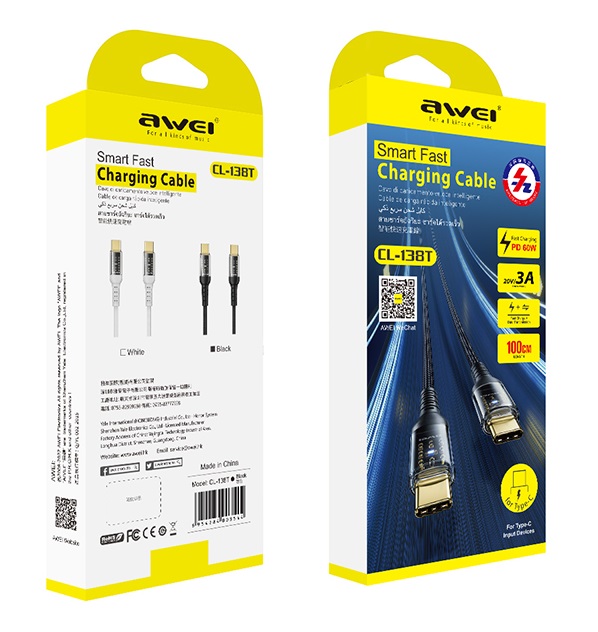 Καλώδιο φόρτισης & data - Type-C σε Type-C - Fast Charge - CL-138T - 60W - AWEI - 887875