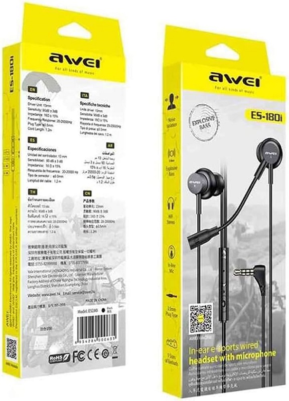 Ενσύρματα ακουστικά με εξωτερικό μικρόφωνο - ES-180i - AWEI - 889152