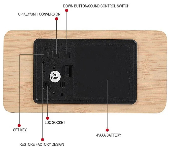 Ψηφιακό ρολόι - Ξυπνητήρι - ET010 - 909436 - Brown