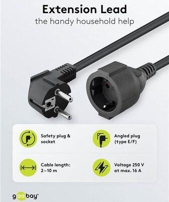 GOOBAY μπαλαντέζα προέκταση ρεύματος 93094, schuko, 3x 1.5mm², 5m, μαύρη
