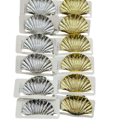 Κλάμερ Mαλλιών Κοχύλι Μεγάλο Καθρέφτης Σε Χρυσό Και Ασημί12τμχ - Hair Clip Shell Large Mirror In Gold And Silver12pcs