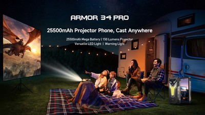 ULEFONE smartphone Armor 34 Pro με βιντεοπροβολέα, 6.95", 5G, 16/512GB, 25500mAh, IP68/IP69K/MIL-STD-810H, μαύρο