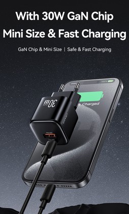 USAMS φορτιστής τοίχου CC263, USB & USB-C, 30W, GaN, λευκός