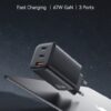 USAMS φορτιστής τοίχου CC265, USB & 2x USB-C, 67W, GaN, μαύρος
