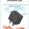 USAMS φορτιστής/αντάπτορας πρίζας CC309, USB & 2x USB-C, universal, 25W, μαύρος