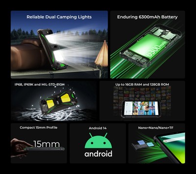 OUKITEL smartphone G5, 6", 4/128GB, 6300mAh, IP68/IP69K, μαύρο