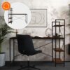HOME USE γραφείο HUH-0249 με ραφιέρα, 120x60x122cm, καφέ/μαύρο