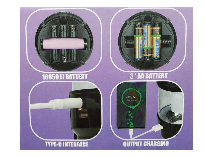 Επαναφορτιζόμενο φαναράκι LED με φωτορυθμικό - HW978W - 374431