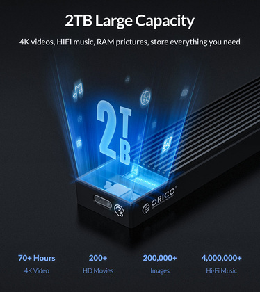 ORICO θήκη για Μ.2 SATA SSD M2PF-C3, 5Gbps, έως 2TB, μαύρο